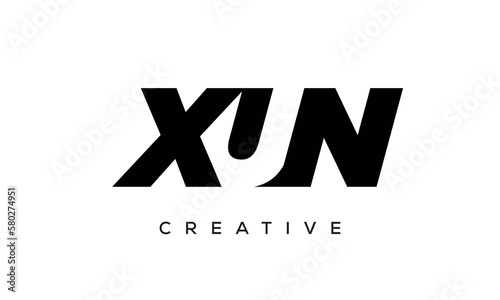 XUN letters negative space logo design. creative typography monogram vector