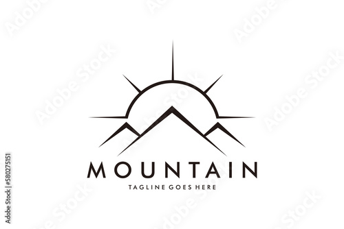 Mount Compass Top Mountain Peak for Travel Adventure Outdoor logo design inspiration