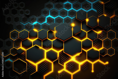 3d hexagon black background 