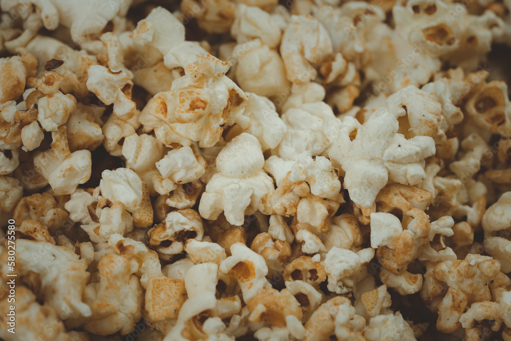 Close-up popcorn texture background, Fresh butter popcorn