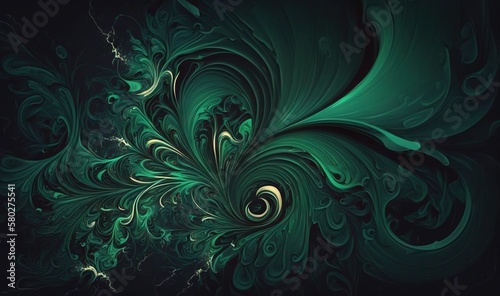  a computer generated image of a green and black swirly pattern on a black background photo by steve jones / shutterstocker / shutterstocker.  generative ai