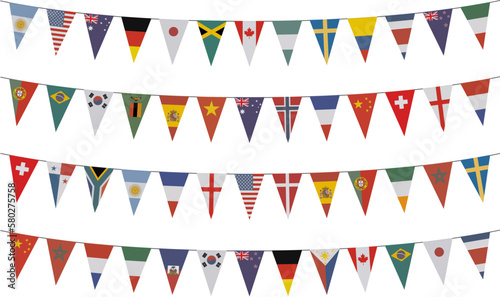 Garland with pennants in international colors