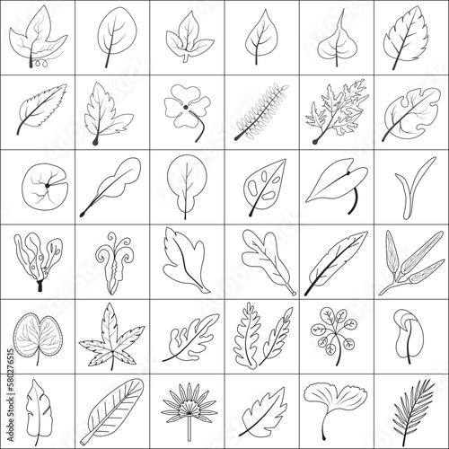 Outline Leaves icon. flat design nature and Garden concept. thin line vector, illustration