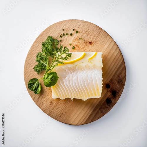 Cod fish on a plate (ID: 580277554)