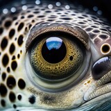 Macro Fish Eye, Transparent Animal Iris Closeup, Macro Photo Imitation, Generative AI Illustration