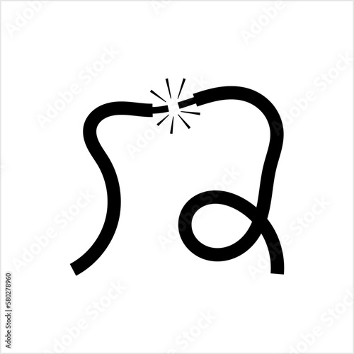 Broken Electric Cable Icon, Broken Electric Wire Icon