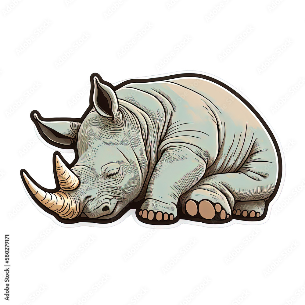 Fototapeta premium Sleeping rhinoceros, Generated AI, generated, AI