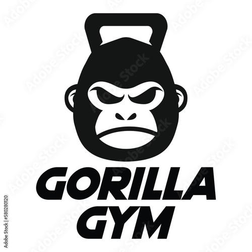 Modern vector flat design simple minimalist logo template of gorilla ape monkey gym fitness head mascot character vector collection for brand, emblem, label, badge. Isolated on white background.