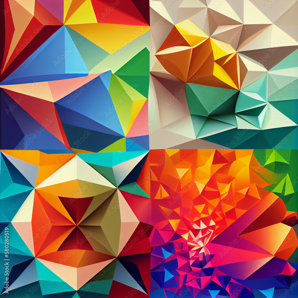abstract triangle background set generative AI abstract triangle background set generative AI