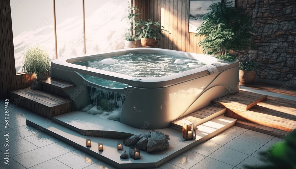 Modern jacuzzi at home to make difficult weekdays easier