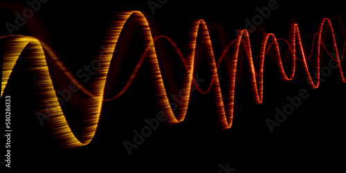 The fiery background of the digital equalizer is in motion. Sound wave background