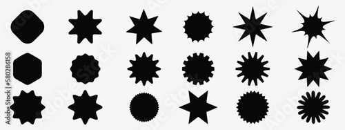 Abstract geometric brutalist elements. Modern elements swiss style figures stars flowers circles