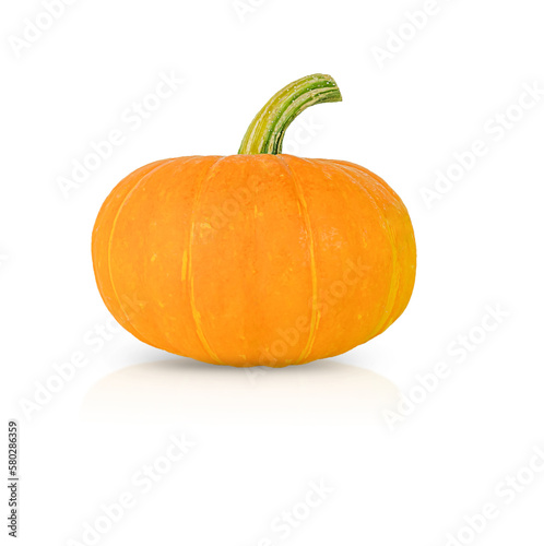 One yellow pumpkin isolated on a white background