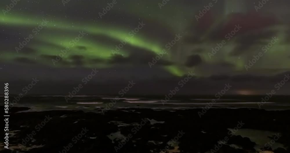 Timelapse of the northern lights near Reykjavik in Iceland Timelapse of the northern lights near Reykjavik in Iceland