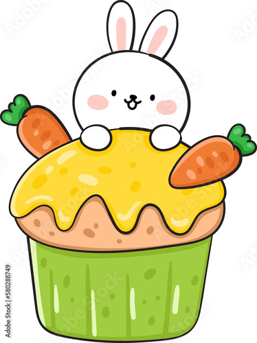 Cute easter bunny with carrot cake