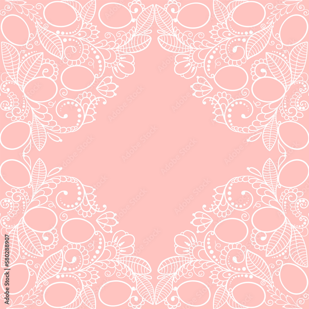 Lace hand drawn doodle corners card Lace hand drawn doodle corners card
