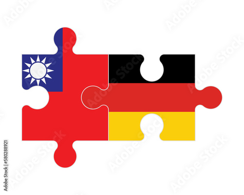 Puzzle of flags of Taiwan and Germany, vector
