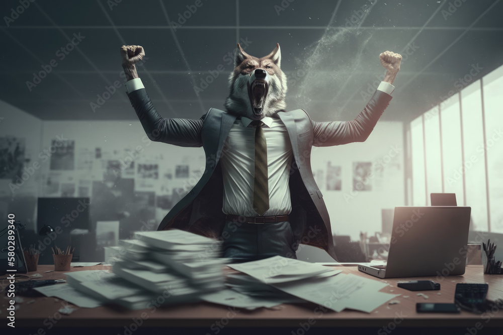 Fox in the Office. Animals in the Office. Workers as Animals, office