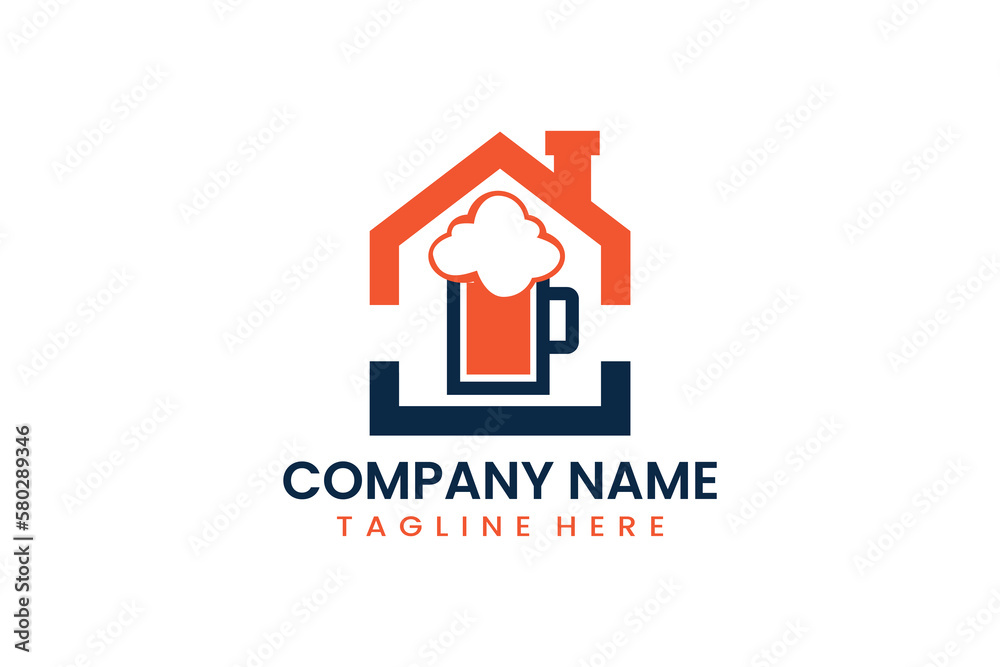 Flat home beer logo template vector design illustration