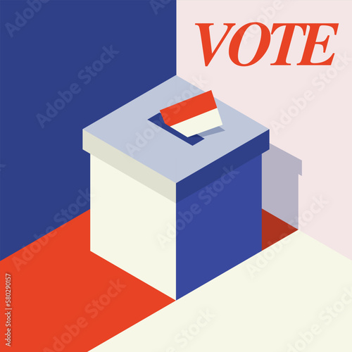 vote paper put in election box. concept for election votes