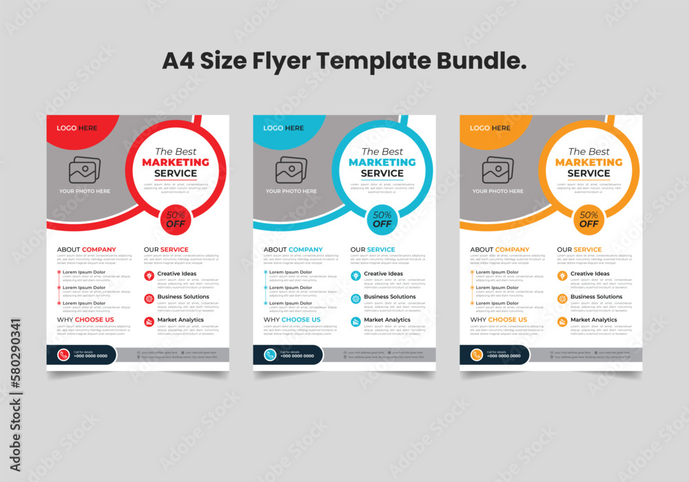 Fototapeta premium Corporate clean business flyer template design bundle.