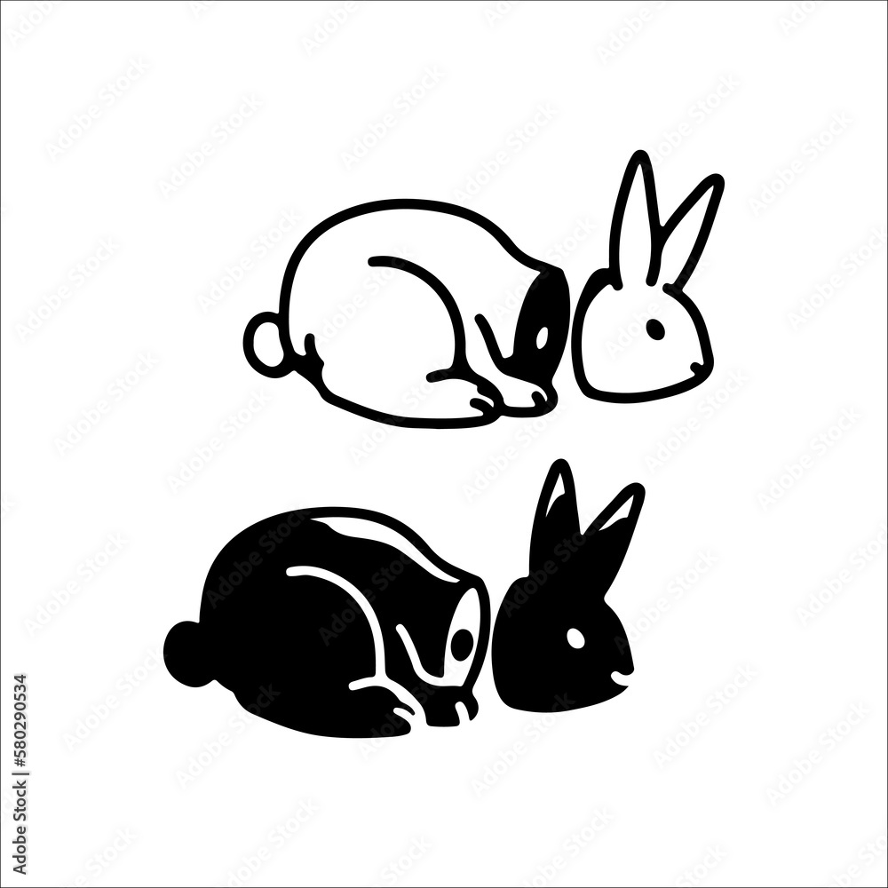 Obraz premium vector illustration of two rabbits concept