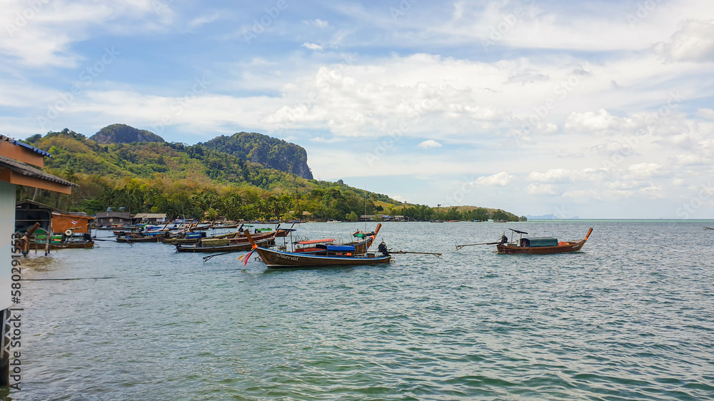 Fishermen boats on a Ko muk island, Thailand.	
