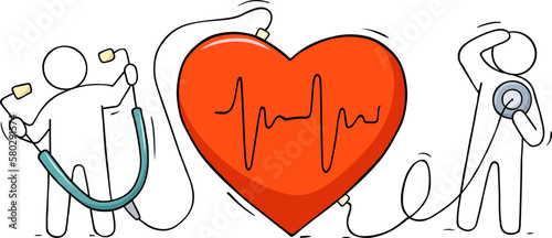 Cardiology concept with heart with pulse line