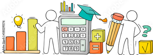 Finance business idea, calculator and light bulb