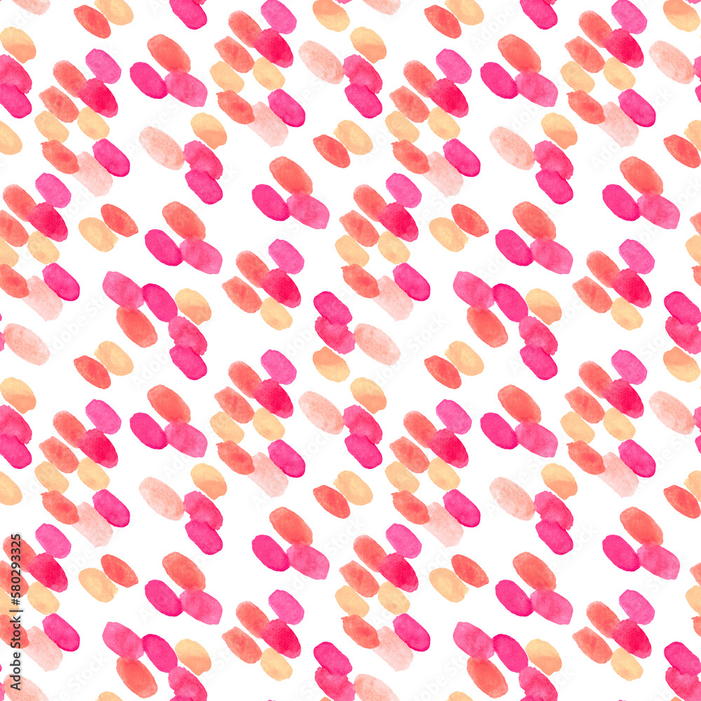 Watercolor hand drawn design elements with colorful dots and spots in yellow, red and orange colors. Isolated on white background