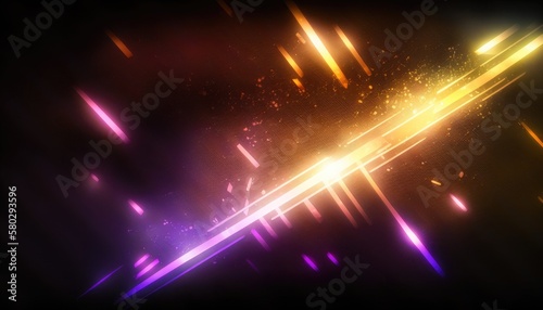 Multicolored colorful glowing shining abstract image on a dark backdrop background. Generative AI illustration.
