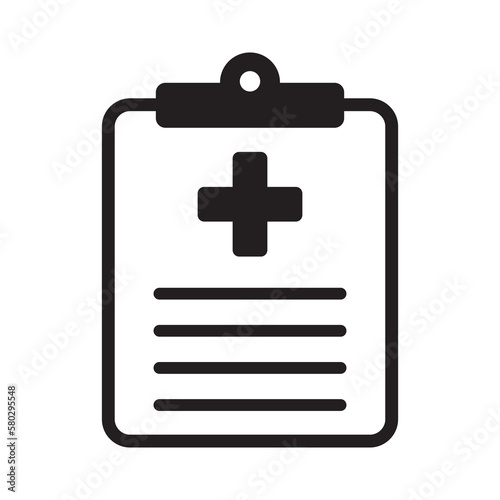 Medical history icon, medical report symbol. Health care clipboard icon. Medical card icon.