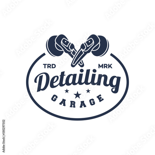 vintage logo auto detailing wash template illustration