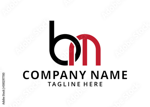 Initial letters bm, mb, round linked chain shape, lowercase logo modern design monogram.