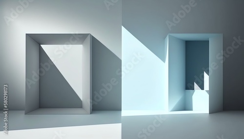 Wallpaper Mural Light minimalist geometric background image in gray and light blue tones with light and shadow from window for product presentation Torontodigital.ca