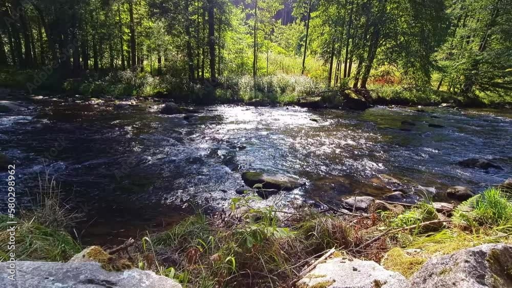 Hiking along the Ilz, A River in the bavarian Forests. Bavaria, Germany, Europe. You can the River the Forest an an old Wooden Bridge. Hiking along the Ilz, A River in the bavarian Forests. Bavaria, Germany, Europe. You can the River the Forest an an old Wooden Bridge.