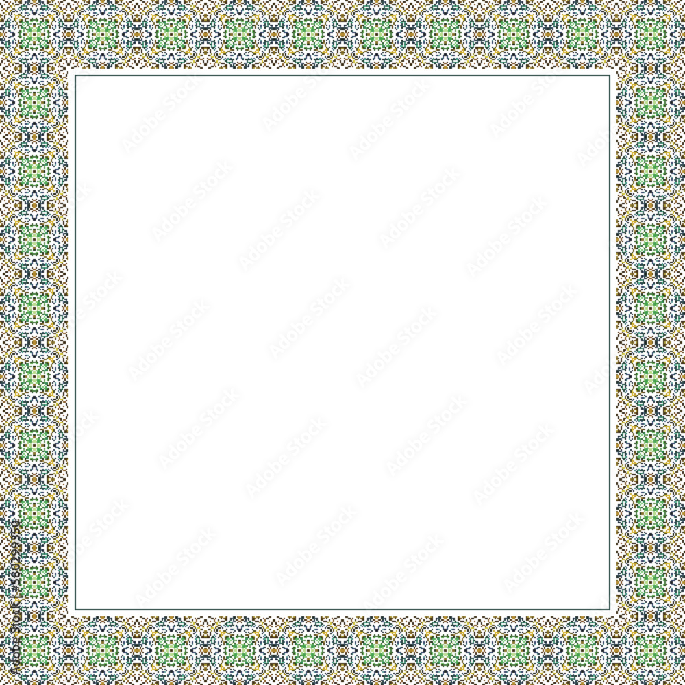 Tiled ornamental border frame. Colored vector template for your design