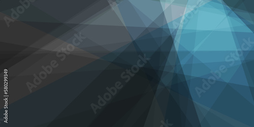 Colorful 3D Modern Style Triangle Shaped Translucent Overlaying Planes, Geometric Shapes Pattern, Broken Glass Effect - Abstract Futuristic Vector Background, Black and Blue Texture Design Template