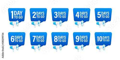 Set Days To Go Badges. Countdown badges. Product limited promo. Day only stock