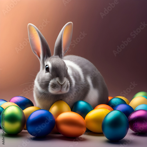Easter eggs with colorful easter eggs spring holdiay AI generated © Aleksa