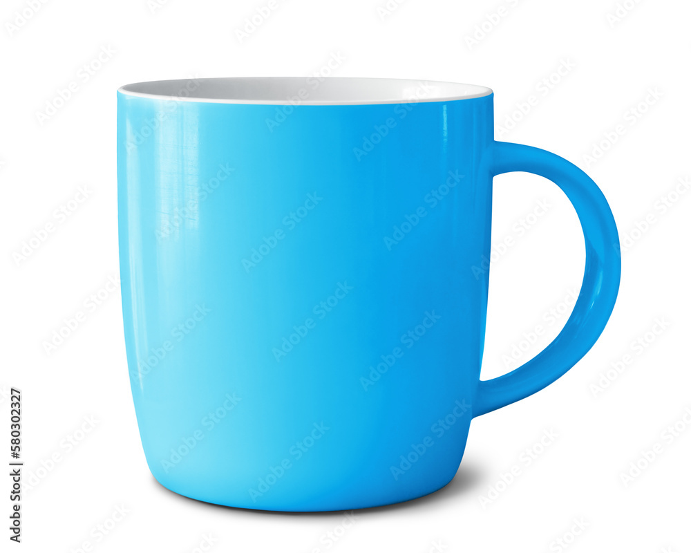 Light blue ceramic mug isolated on empty background Light blue ceramic mug isolated on empty background