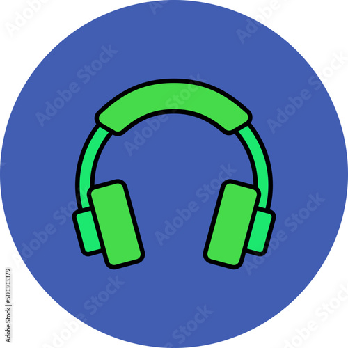 Headphone Multicolor Circle Filled Line Icon