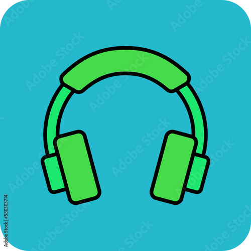 Headphone Multicolor Round Corner Filled Line Icon