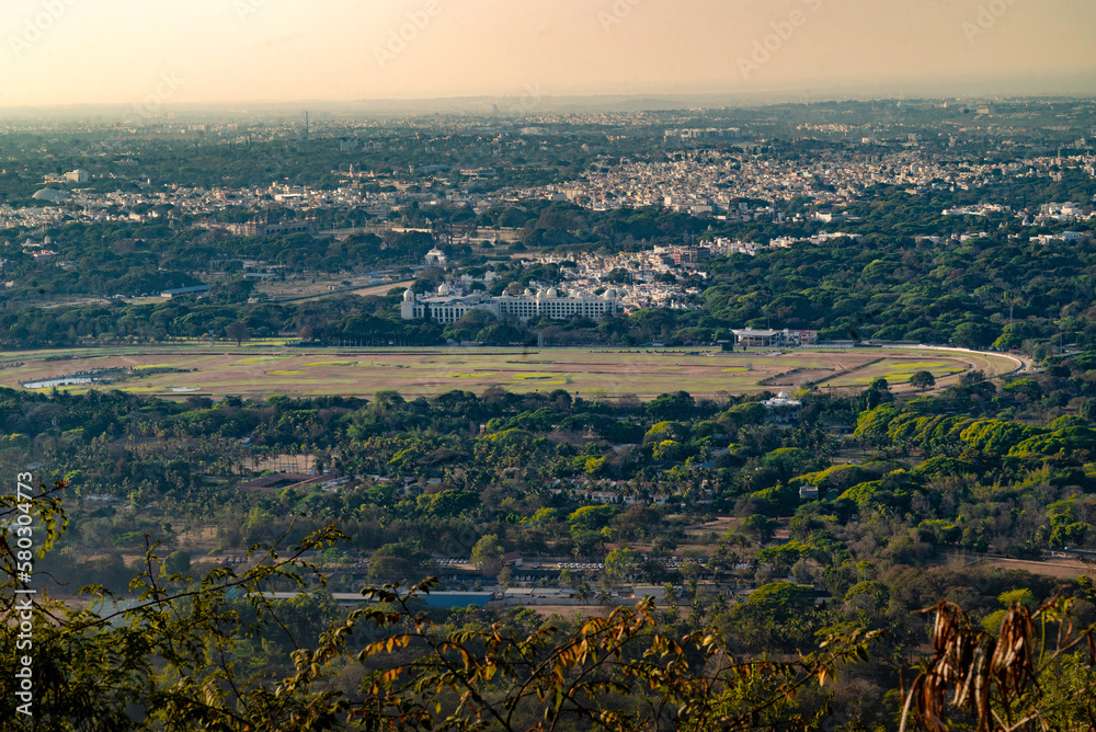 Tourists looking down on the city of Mysore