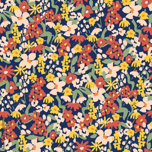 gentle bright tiny flowers pattern For autumn print dress