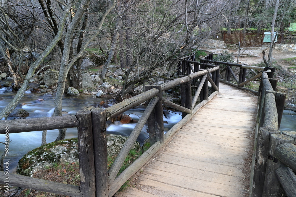 Fototapeta premium Puente sobre el Rio Manzanares en la Pedriza 03