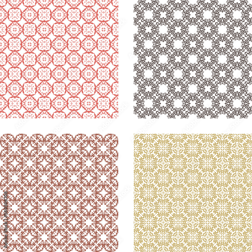 Collection of seamless ornamental vector patterns. Decorative backgrounds made of small squares. The rich decoration of abstract patterns for construction of fabric or paper. Collection of seamless ornamental vector patterns. Decorative backgrounds made of small squares. The rich decoration of abstract patterns for construction of fabric or paper.