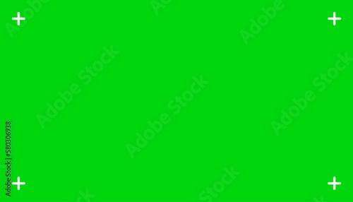 Green chroma screen background with tracking markers VFX motion, video footage replacement tracking markers element, green screen backdrop template with camera trackers on green background – vector