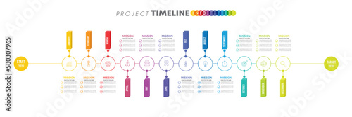 infographic Project timeline graph for 12 months modern diagram calendar, presentation vector infographic.