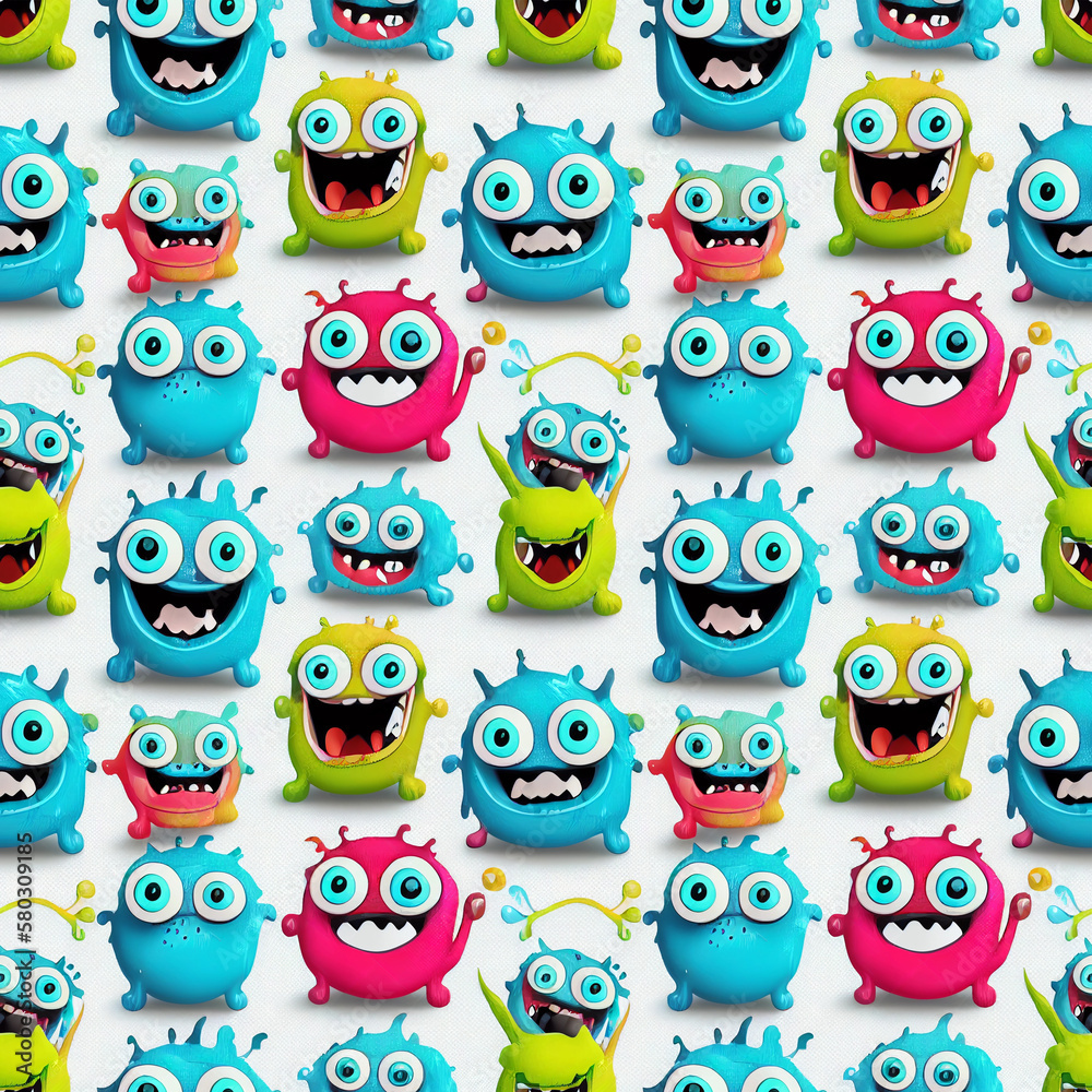 seamless pattern with smiling monsters for your design seamless pattern with smiling monsters for your design